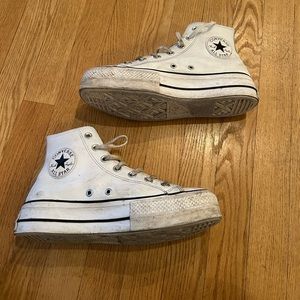 White Leather Platform Converse